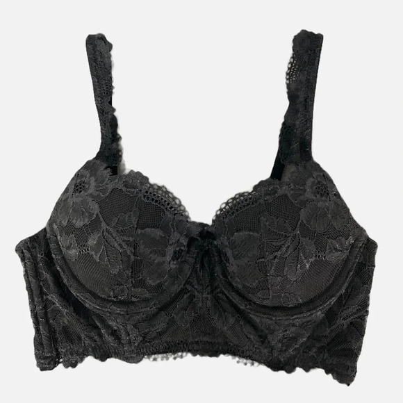 Victoria’s Secret Body By Victoria Lined Demi Bustier Bra Black Lace Size 32B - Picture 4 of 11